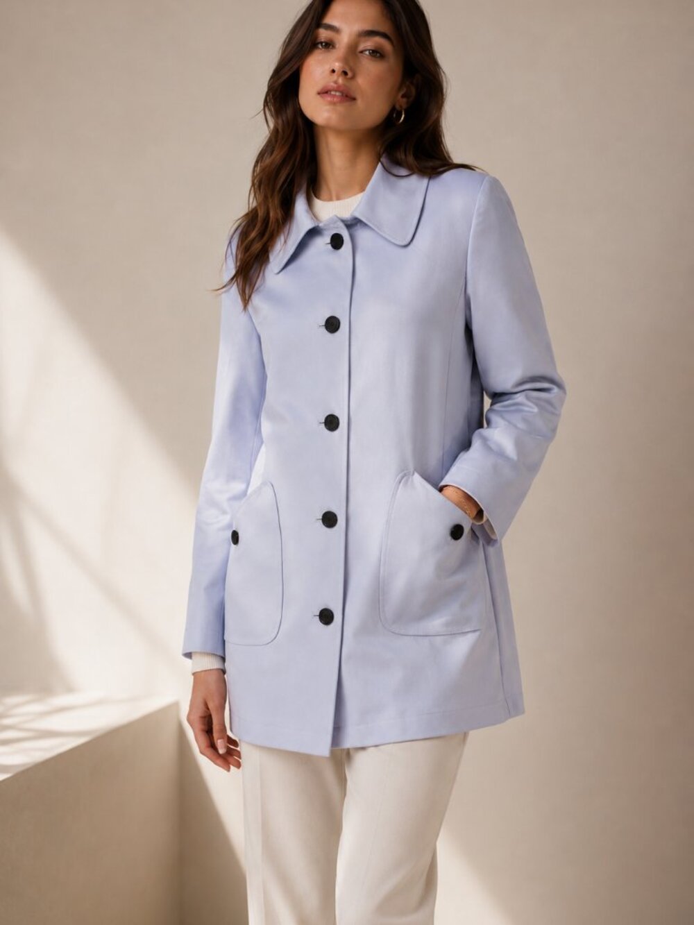 St. John Collection 100% Cashmere Blue Button Front Coat Size M US 8